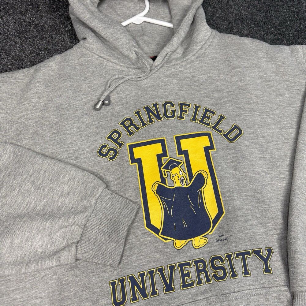 The Simpsons Springfield University Hoodie Size XL 2003 Gray VTG Homer Bart
